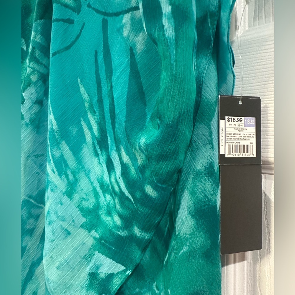 Teal 3-in-1 wrap; Pareo, Cover up, Scarf - Picture 3 of 5